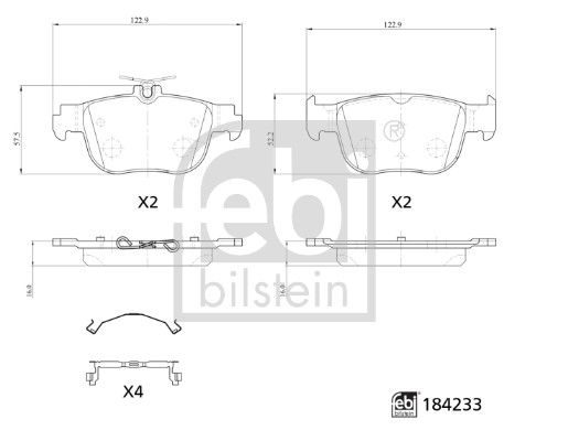 FEBI BILSTEIN Комплект тормозных колодок, дисковый тормоз 184233